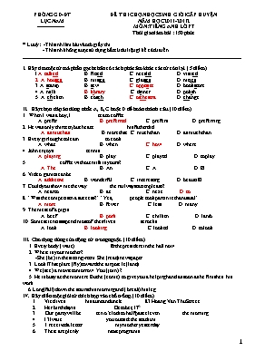 Bộ đề thi chọn học sinh giỏi cấp huyện Tiếng anh lớp 7 (Có đáp án)